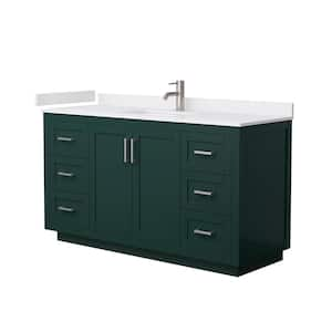 Miranda 60 in. W x 22 in. D x 33.75 in. H Single Bath Vanity in Green with White Cultured Marble Top