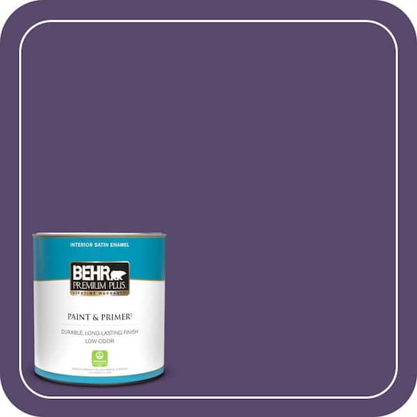 BEHR PREMIUM PLUS 1 qt. #P570-7 Proper Purple Satin Enamel Low Odor Interior Paint & Primer