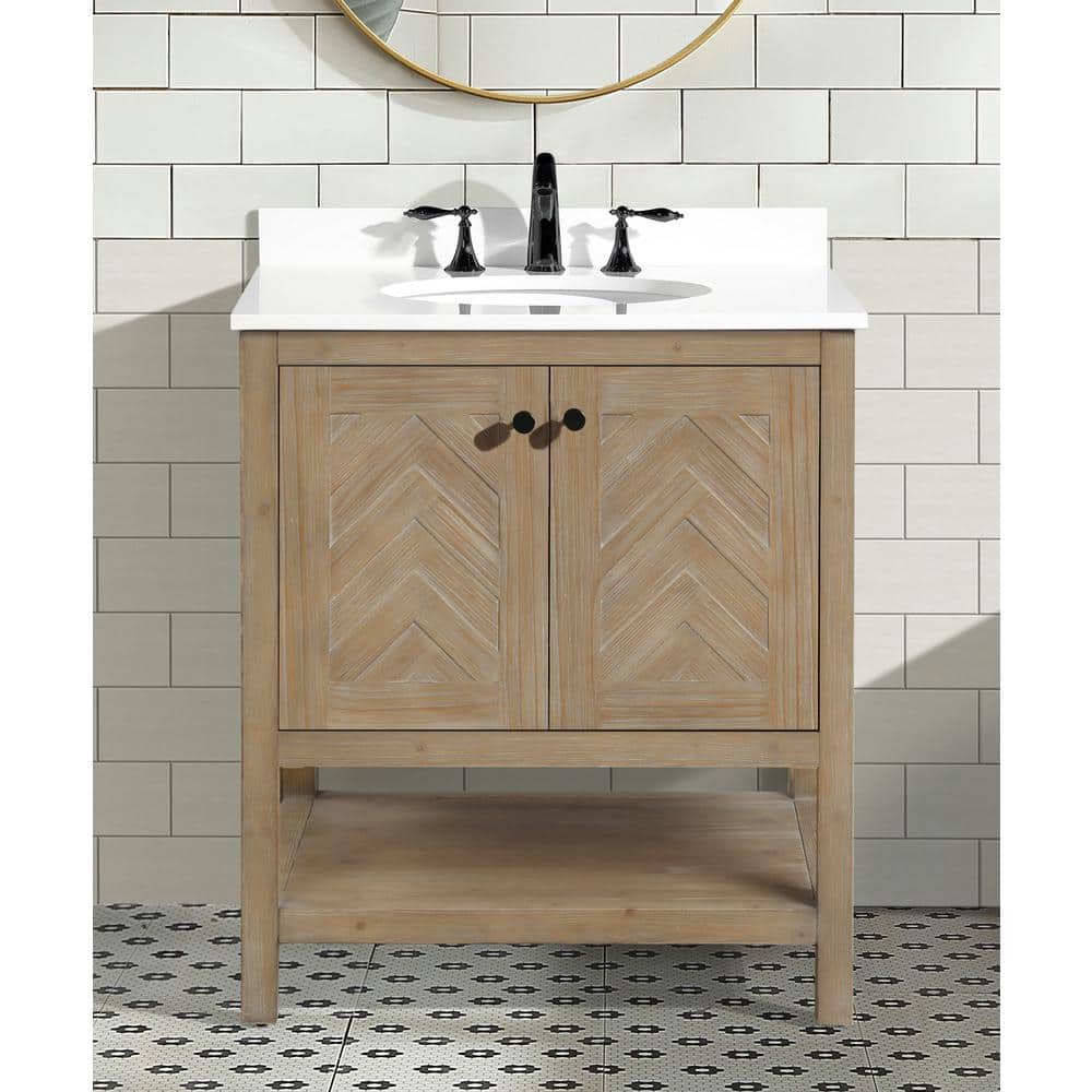 Savannah 30'' Weathered Fir Single Bathroom Vanity with Quartz Top
