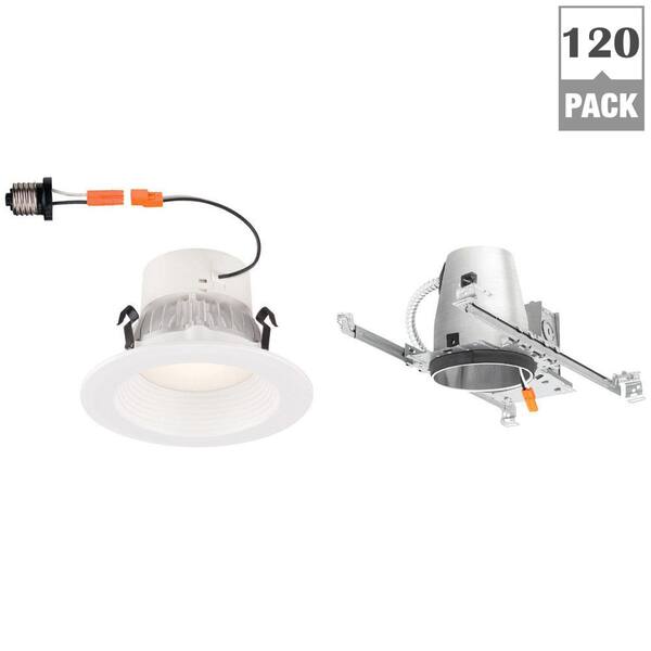 EnviroLite 4 in. LED Recessed New Construction Housing and LED Recessed Deep Baffle Trim Kit, 3000K (120-Pack)