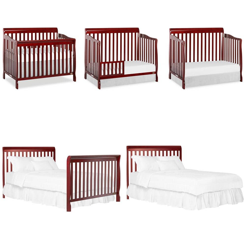 Cherry Pinewood 4-in-1 Convertible Crib with Adjustable Mattress