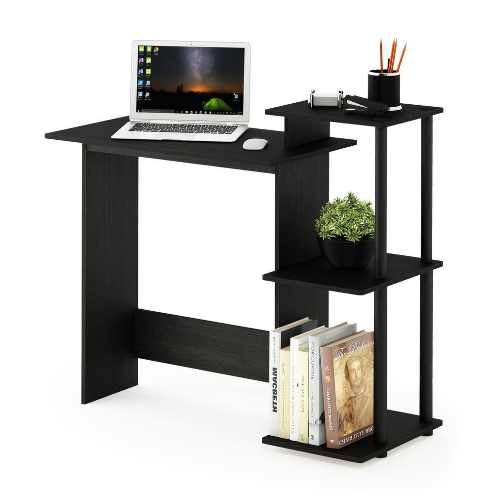 Americano Black Wood Laptop Desk with Drawer and Shelves