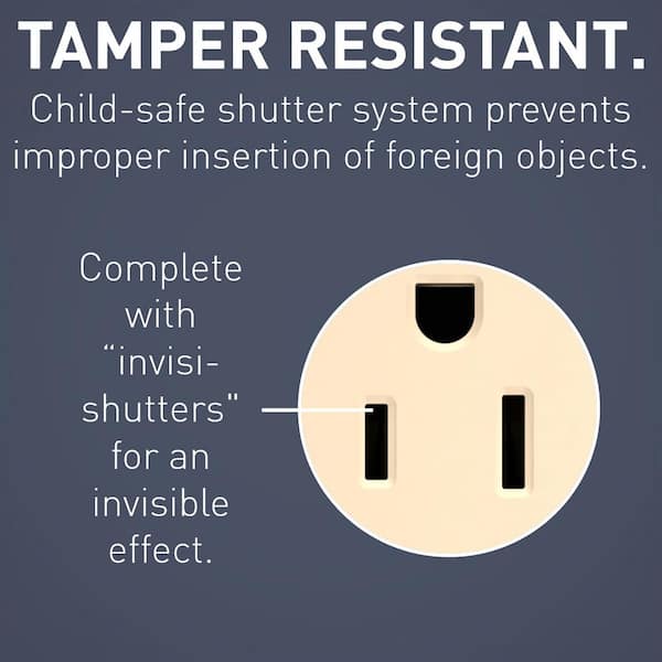 radiant 15 Amp Tamper Resistant Residential Decorator Night Light Duplex Outlet, Ivory