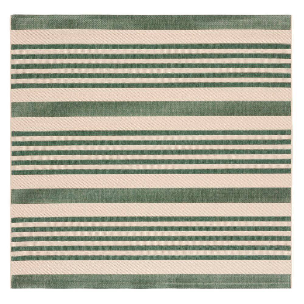Courtyard Gray/Bone 8 ft. x 11 ft. Striped Indoor/Outdoor Patio Area Rug