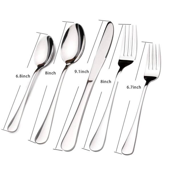 Wooden Silverware Set With Wood Handle 40 Piece Stainless Steel Flatware Set 8 Kitchen Restaurant Wedding Cutlery Utensil Include Fork Knife Spoon