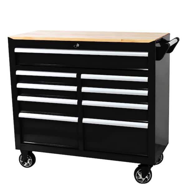 MYWISH Heavy Duty 42.1 in. W x 18.1 in. D 9-Drawer Black Steel