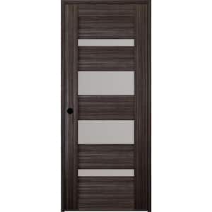 Mirella 18 in. x 80 in. Right-Hand Frosted Glass Solid Core 4-Lite Gray Oak Wood Composite Single Prehung Interior Door