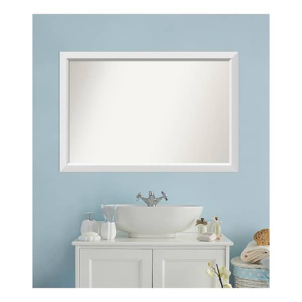 Amanti Art Blanco White 46.25 in. x 31.25 in. Custom Non-Beveled Wood Framed Bathroom Vanity Wall Mirror