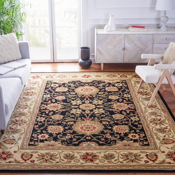 Lyndhurst 10 ft. x 14 ft. Black/Ivory Floral Area Rug
