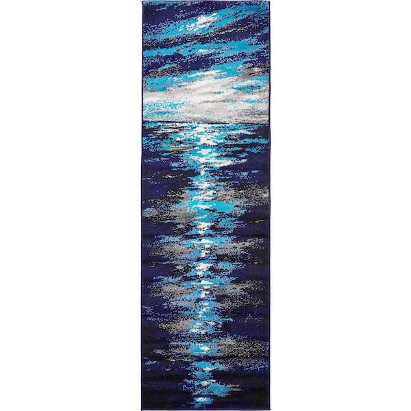 Unique Loom Metro Lakeview Navy Blue 2' 0 x 6' 7 Runner Rug