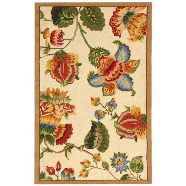 SAFAVIEH Chelsea Ivory Doormat 3 ft. x 4 ft. Floral Gradient Solid Area Rug