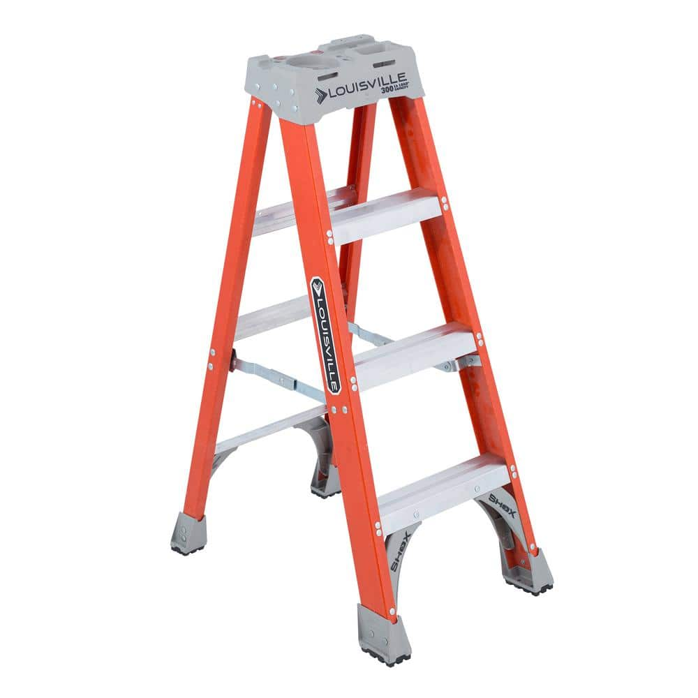 Louisville Ladder 4 ft. Fiberglass Step Ladder, 300 lbs. Load Capacity ...