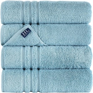 4-Piece Light Blue Turkish Cotton Bath Towels