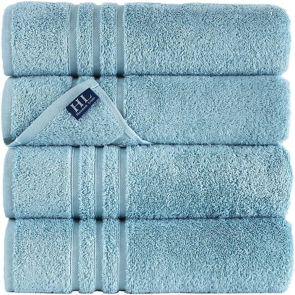 Hawmam Linen 4-Piece Light Blue Turkish Cotton Bath Towels