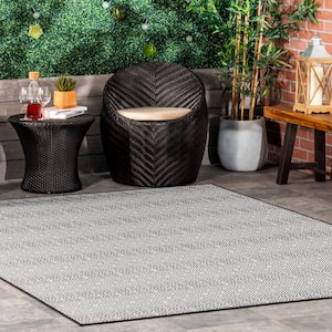 Paloma Black 5 ft. x 8 ft. Abstract Geometric Indoor/Outdoor Patio Area Rug