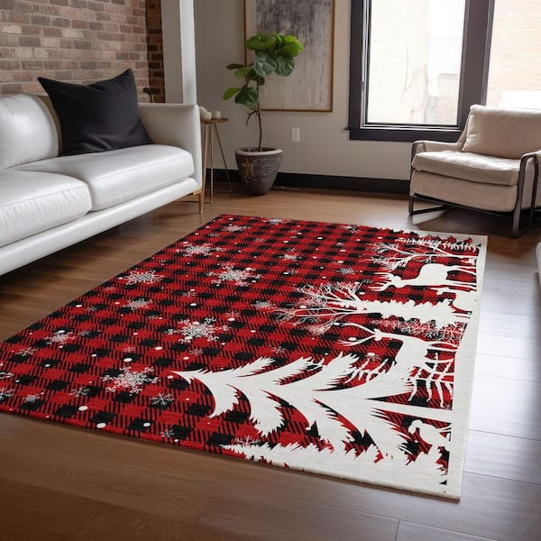 Chantille Machine Washable Indoor/Outdoor Abstract ACN1824 Red 3 ft. x 4 ft. Area Rug