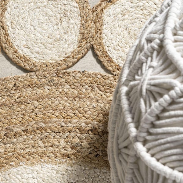 JONATHAN Y Skye Two-Tone Jute Circle Border Cream/Natural 4