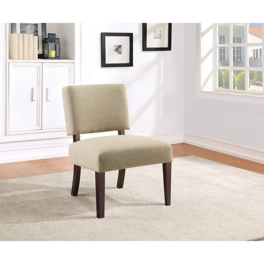 Jasmine Cream Fabric Side Chair with Espresso Wood Legs