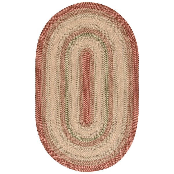 SAFAVIEH Braided Rust/Multi 6 ft. x 8 ft. Machine Washable Border Solid ...