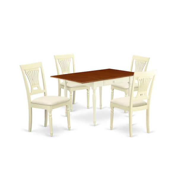East West Furniture 5-Piece Buttermilk and Cherry Solid Wood Top - Dining Room Set - Seats 4