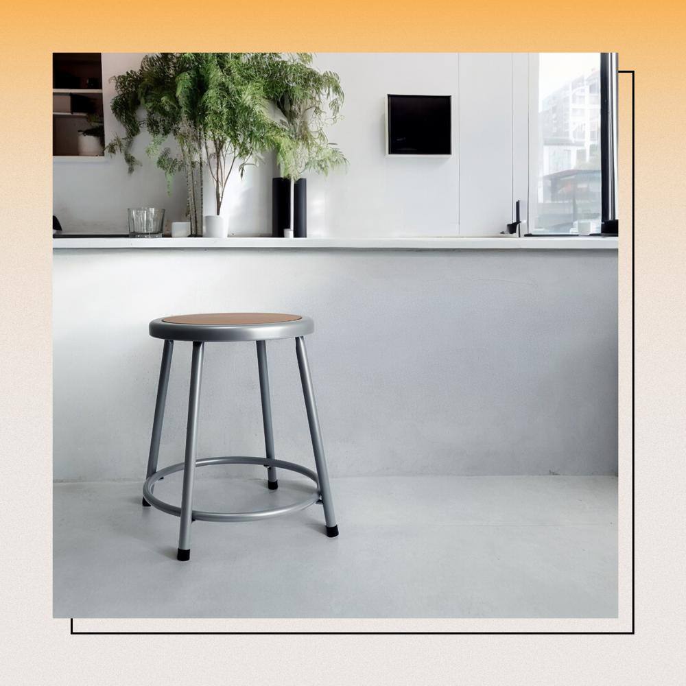 Felix 18" Gray Metal Backless Stool