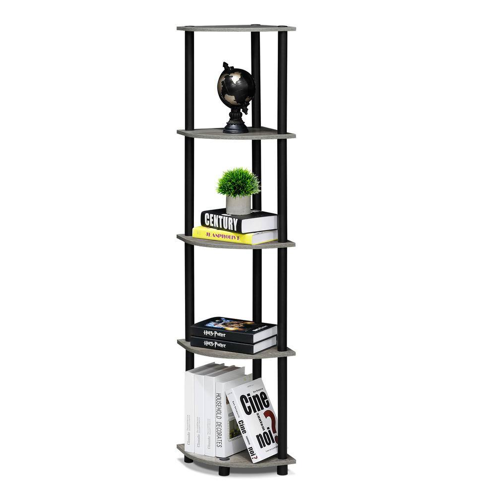 French Oak Grey/Black Heavy Duty 5-Tier Corner Shelf