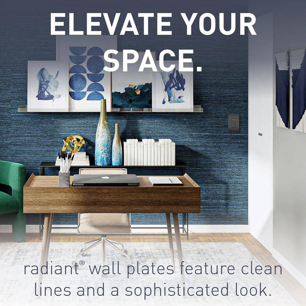 Black 2-Gang Screwless Polycarbonate Wall Plate