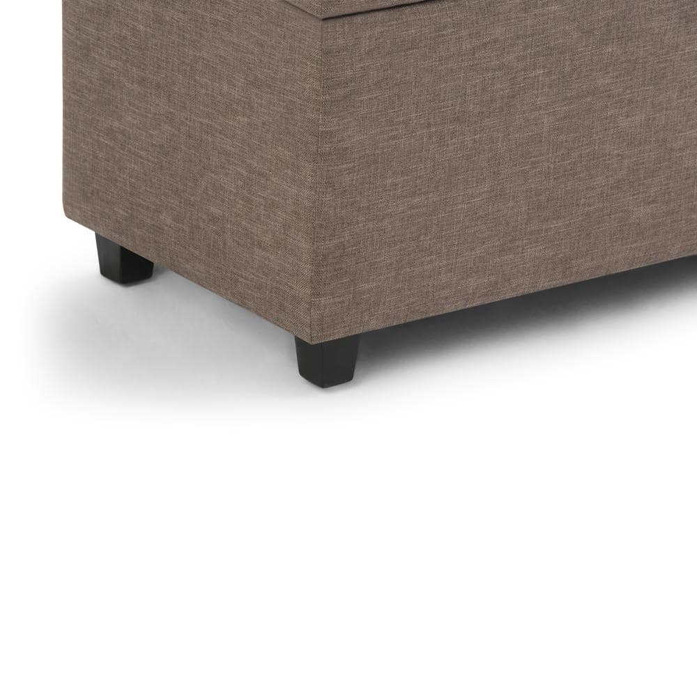 Fawn Brown Linen Rectangular Storage Ottoman Bench