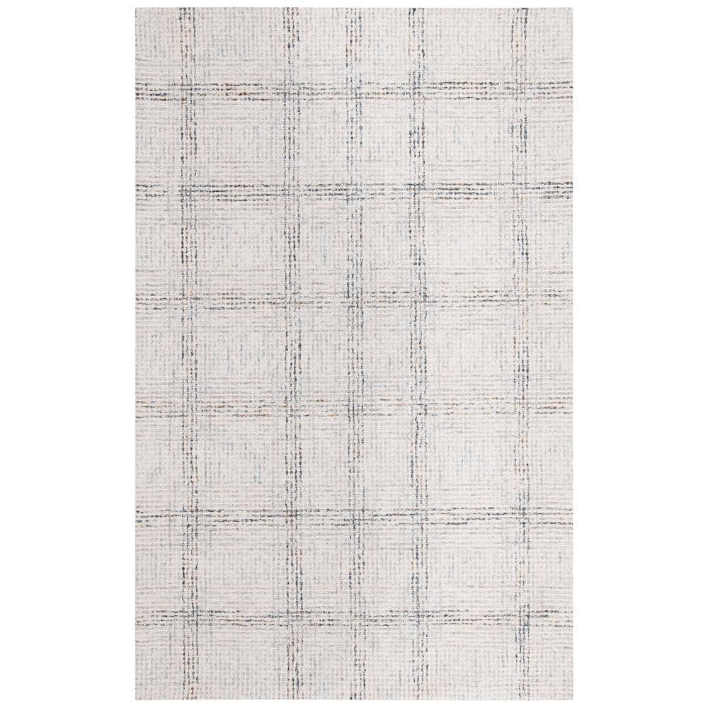 Ivory and Gold Handmade Abstract Wool Area Rug, 4 x 6 ft