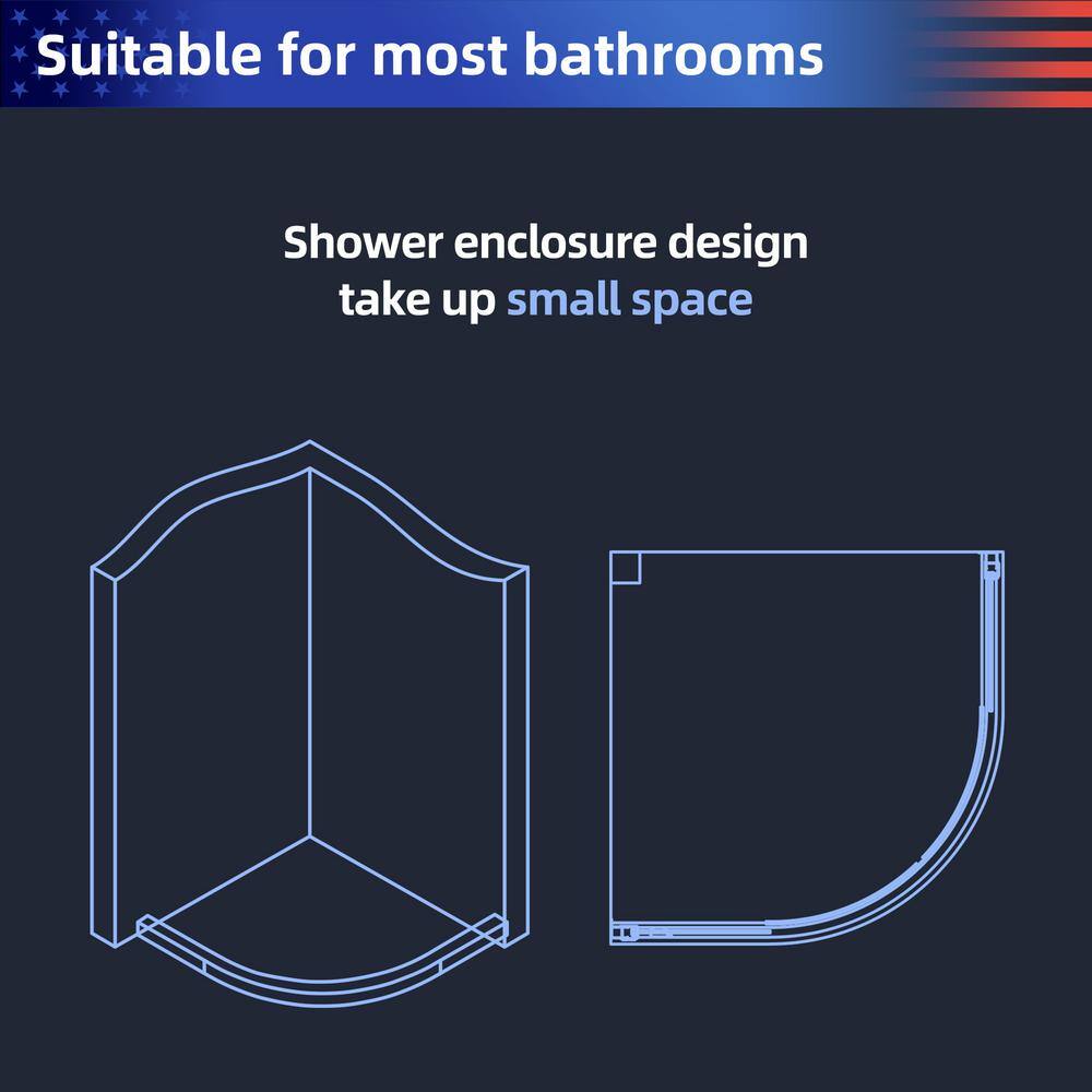 Chrome Finish Semi-Frameless Clear Glass Sliding Shower Enclosure
