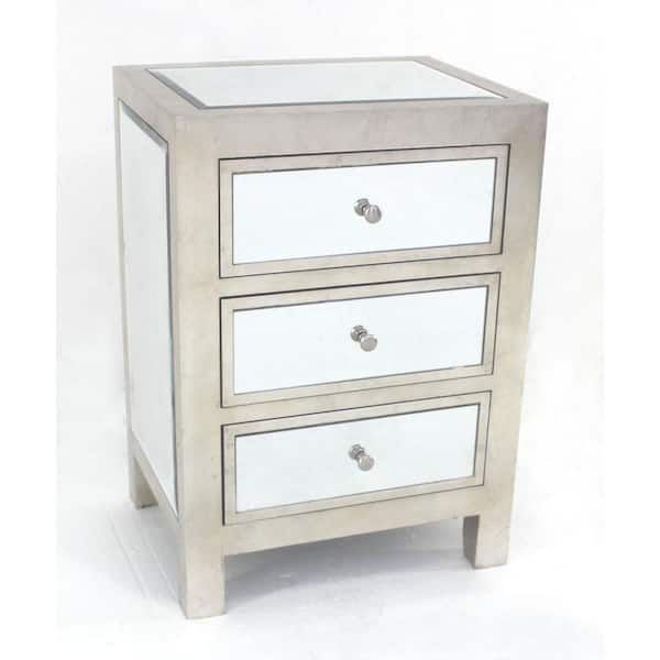 HomeRoots Mariana 28.5 in. Silver Glass End Table