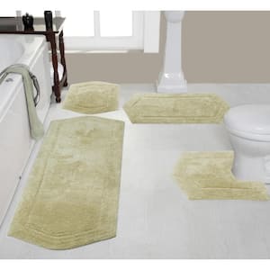 Waterford Collection 100% Cotton Tufted Non-Slip Bath Rug, 4 Piece Set, Green