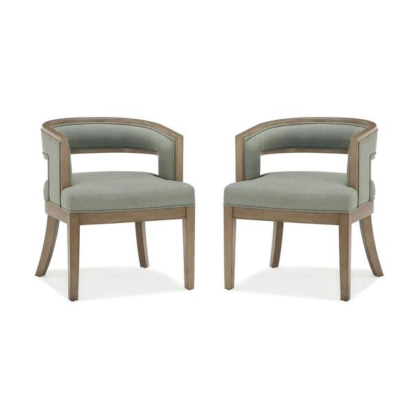 Dorel Living Brunswick Sage Gray, Walnut Rounded Back Accent Chair (2-Pack)