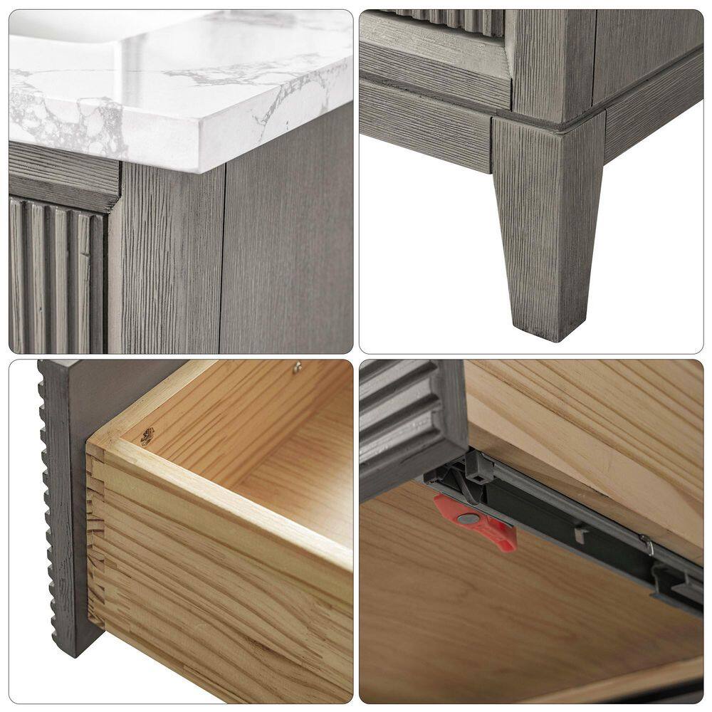 42" Driftwood Gray Freestanding Bathroom Vanity with Engineered Marble Top