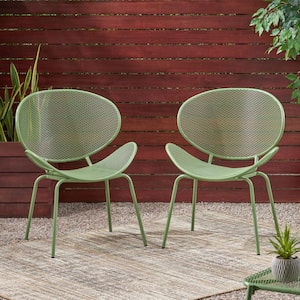 Elloree Matte Green Metal Outdoor Patio Dining Chair (2-Pack)