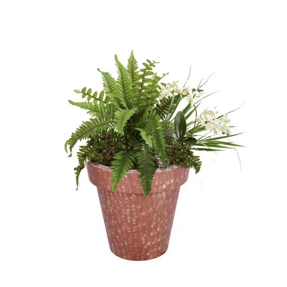 UPC 801946584247 product image for Terracotta Outdoor Fiberglass Planter with Solar Lights | upcitemdb.com