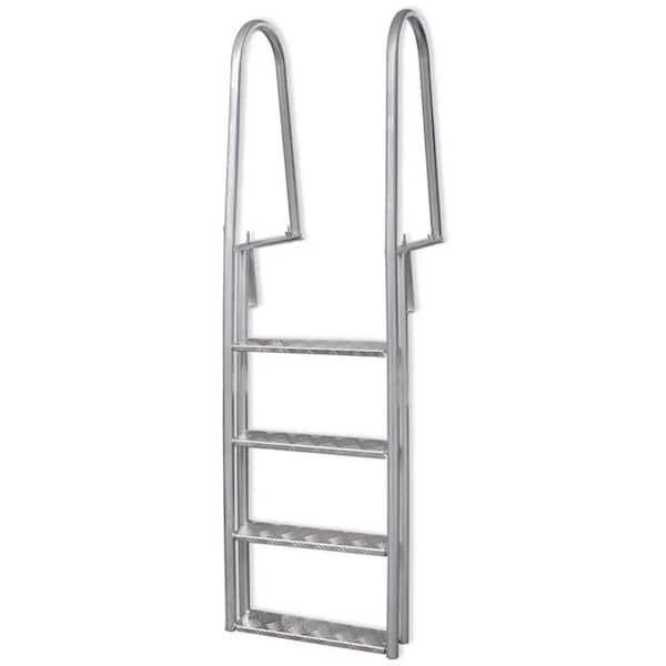 Deck Ladder 4-Steps Aluminum for In-Ground Pool