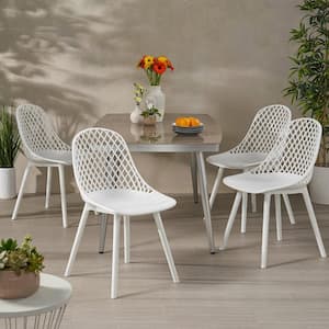 Lily White Curved Plastic Outdoor Patio Dining Chair (4-Pack)