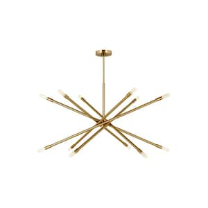 Eastyn 36.875 in. W x 22 in. H 12-Light Burnished Brass Indoor Dimmable Extra-Large Chandelier with No Bulbs Included