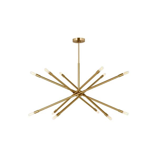 Generation Lighting Eastyn 36.875 in. W x 22 in. H 12-Light Burnished Brass Indoor Dimmable Extra-Large Chandelier with No Bulbs Included