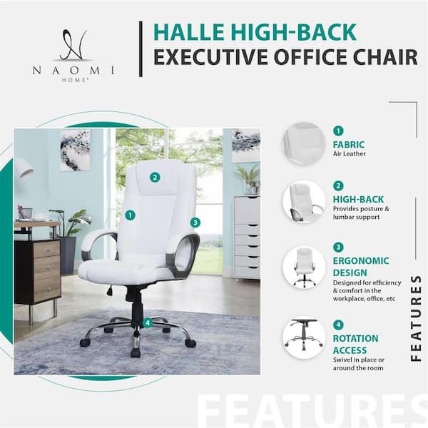 Faux Leather High-Back Executive Office Chair with Lumbar Support