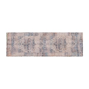 Blue 2 ft. x 6 ft. Polyester Area Rug