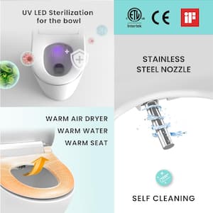 Stylement Electric Smart Bidet Seat for Round Toilet in White, Remote, Stainless Nozzle, UV-A LED Sterilization