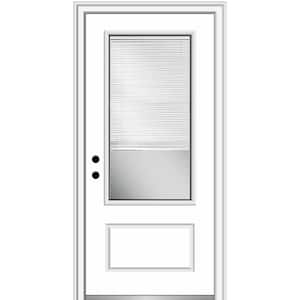 36 in. x 80 in. Internal Blinds Right-Hand Inswing 3/4 Lite 1-Panel Clear Primed Fiberglass Smooth Prehung Front Door