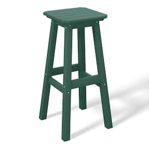 Laguna 29 in. HDPE Plastic All Weather Backless Square Seat Bar Height Outdoor Bar Stool in Dark Green
