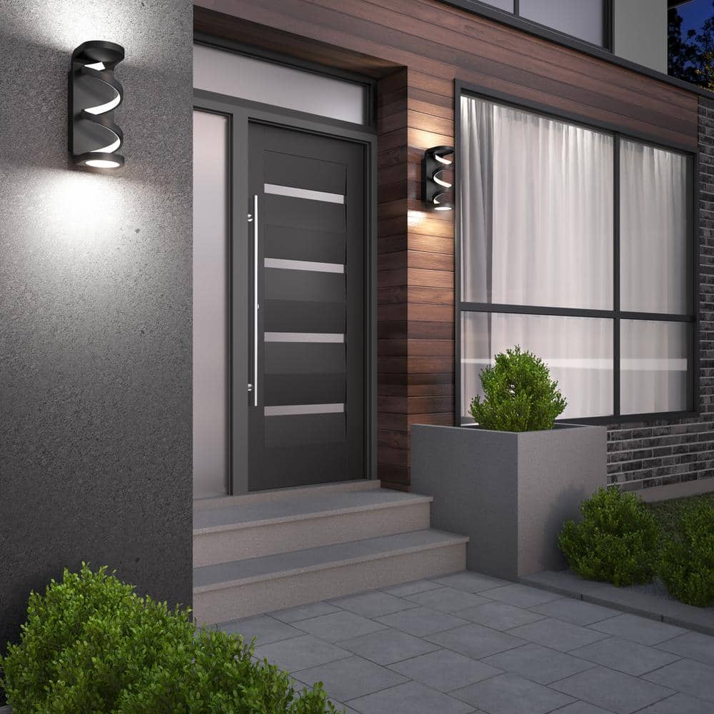 Swirl 1-Light Black LED Outdoor Wall Cylinder Light price history on PriceWatchPro
