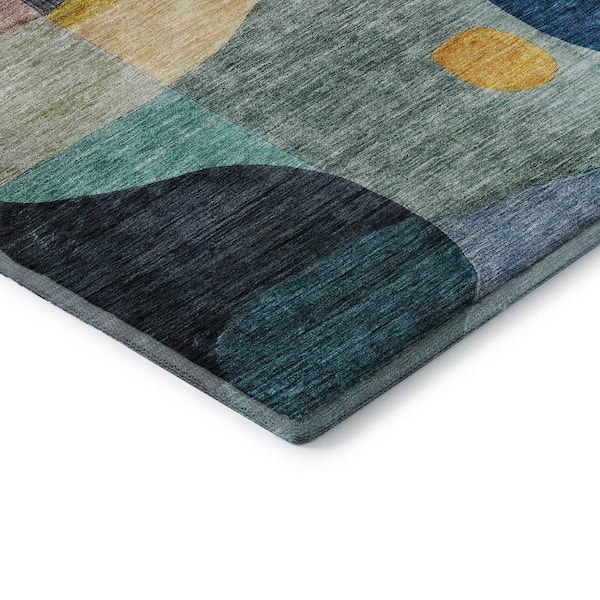 Mayfield Premium Machine Washable Abstract AMF1119 Green 9 ft. x 12 ft. Area Rug