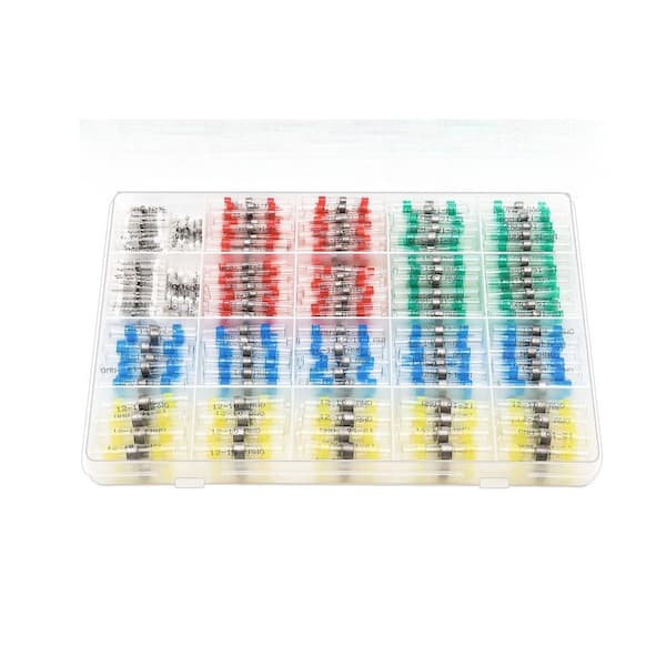 350 Pcs Solder Seal Wire Connectors Heat Shrink Butt Kit Waterproof Cable Splice Terminals for Boat and RV Trailer
