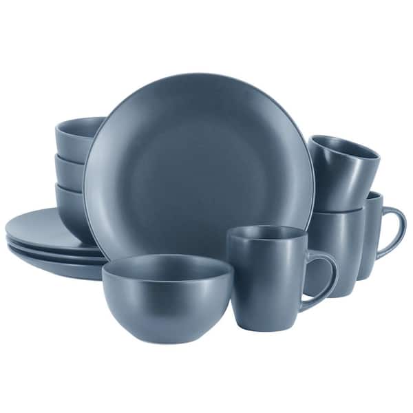 Gibson Home Plus 12-Piece Blue Round Stoneware Dinnerware Set
