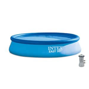 13 ft. x 32 in. Deep Round Above Ground Inflatable Swimming Pool Kit, Filter Pump and Cover